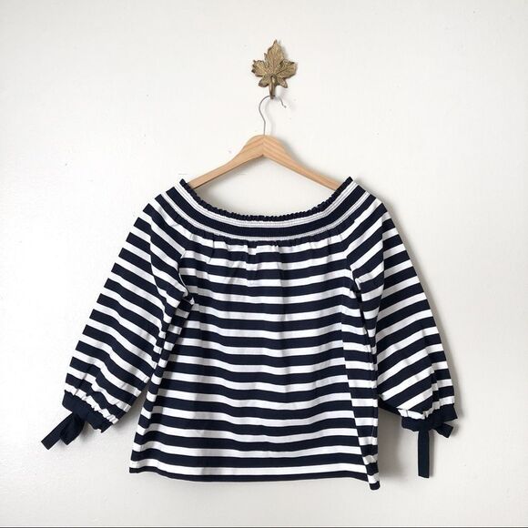 J. Crew Nautical Stripe Off the Shoulder Top NWT size 2 - Picture 1 of 6
